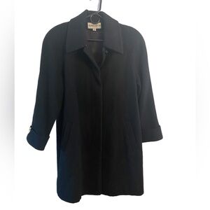 Vintage Albert Nipon Elegant Black Wool Trench Coat